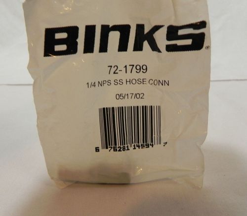 Binks 72-1799 1/4 x 1/4 NPS SS Hose Connector Airless Sprayer parts NEW OS