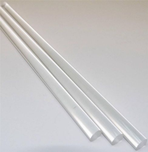3 Pc Clear Acrylic Plexiglass Extruded Rod 1/2&#034; Diameter x 24&#034; (2ft) Length