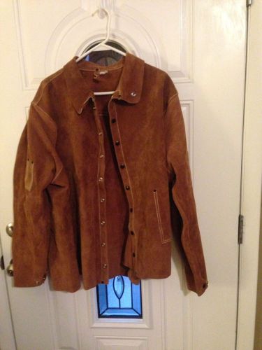 Brown leather welder&#039;s jacket size xx-large