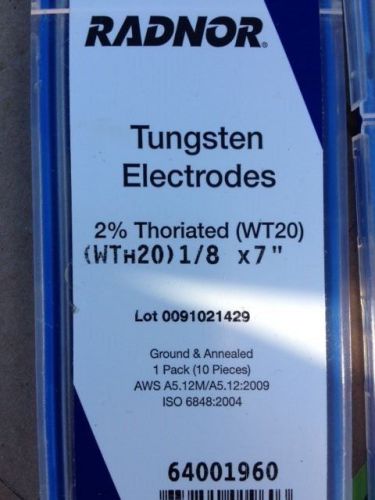 Radnor 2% Thoriated (WT20) (WTh20) 1/8&#034; X 7&#034; Tungsten Electrodes 64001960