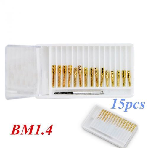 Saling New 24K Gold Dental Screw Posts Drills Kits Refills Plated Tapered BM1.4