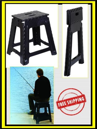 Stool Folding Flat Chair Home Office Indoor Multi Purpose Stepping Black Gift