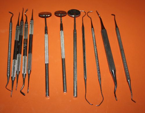 Lot of 12  Stainless Steel Dental Instruments, G. Hartzell and Son &amp; SHEIN