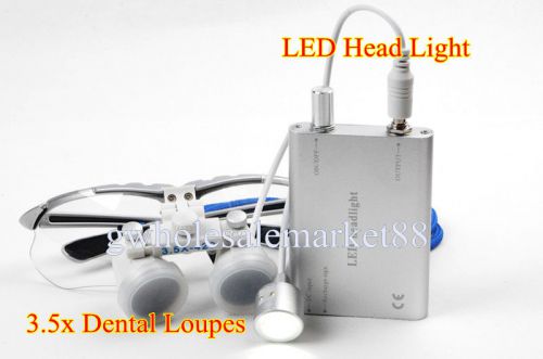 2015 New 3.5x Dental Surgical Binocular Loupes +LED Head Light lamp 20% Off