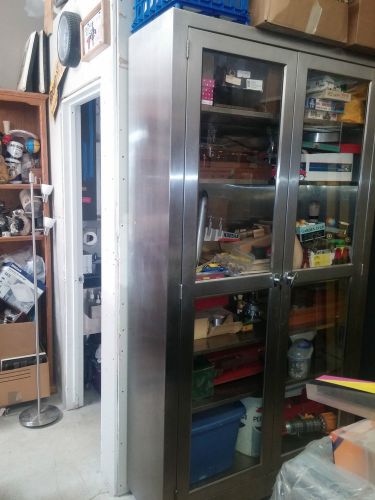 Stainless steel 84&#034; tall 48&#034; wide 16&#034; deep cabinet with adjustable shelfs / lock for sale