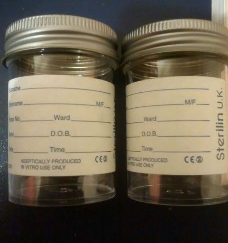 10 x 60ml  plastic sample specimen bottle container with screw top lid labelled for sale