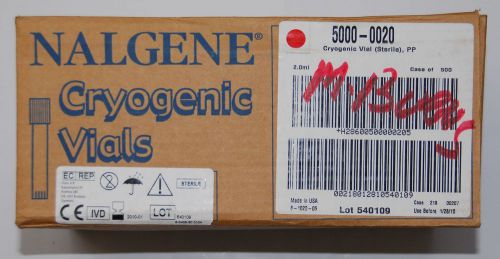 Nalgene Cryogenic Vials, 5000-0020, Case of 500, 2.0ml, Sterile, PP