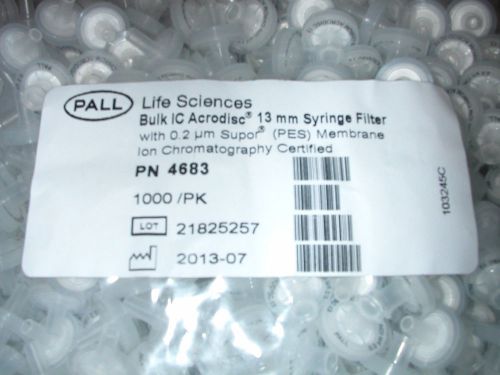 1,000 pack PALL Life Sciences 13mm Syringe Filter 0.2u Ion Chrom Acrodisc