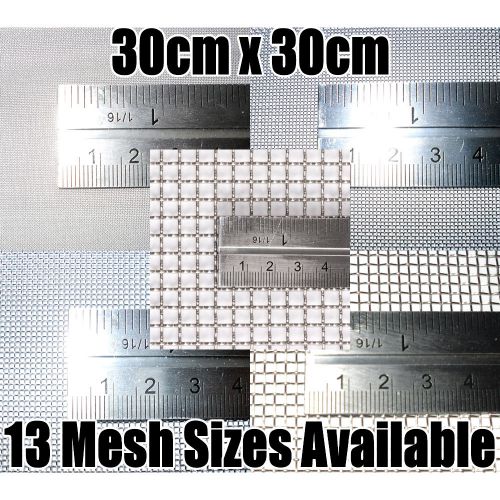 Stainless steel woven wire mesh, 30cm square sheet. (fine - heavy duty coarse) for sale