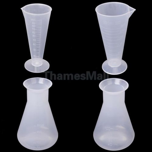 100ml + 250ml measuring cup &amp; 100ml + 250ml conical flask for kitchen lab test for sale