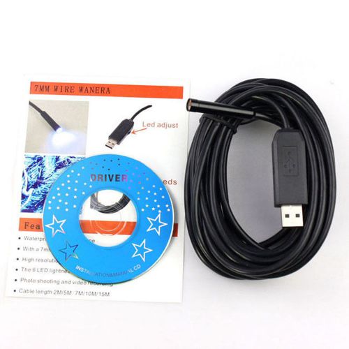 5m waterproof 7mm 6led usb endoscope borescope inspection video camera loupe  hg for sale