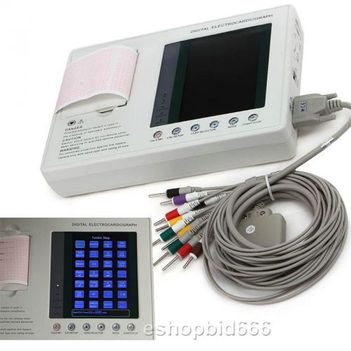 3 Channel 7 inch Color LCD Digital Electrocardiograph ECG EKG Machine 250 Cases