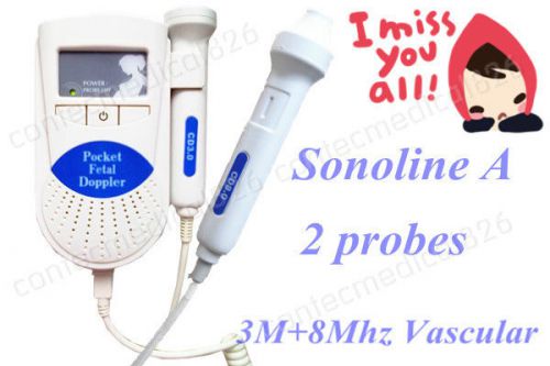 fetal doppler,prenatal heart monitor,Sonoline A+2 probes+1 gel(3M+8M vascular)