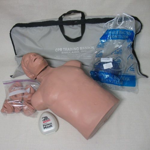 SIMULAIDS CPR TORSO TRAINER MANIKIN WHITE SET WITH EXTRAS AND ACCCESORIES