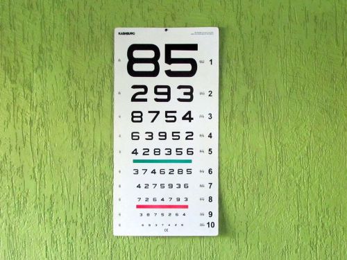 Number ophthometric chart with red and green lines 20 ft, hls ehs for sale