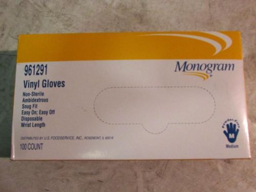 Lot of (10) Monogram 961291 Vinyl Gloves Medium PF Food Service