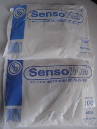 Clear polythene embossed gloves x 100 -  medium for sale