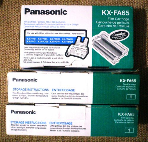Lot of 3 Panasonic KX-FA65 Fax Film Cartridges, New in Boxes!
