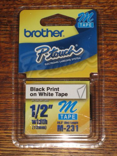 Brother tape cassettte m-231 laminated labels black print on white tape for sale