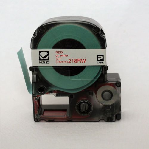 K-sun 218rw red on white tape 3/4&#034; ksun labelshop label tape 18mm for sale