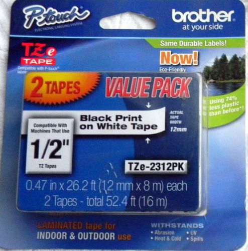 2 Pack Brother P-Touch TZe-231 Black on White Label Tape  P-touch TZeTape