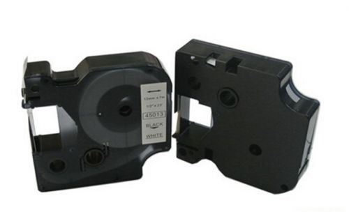 Black on White Label Tape Compatible for DYMO D1 45013 1/2 X 23&#039;