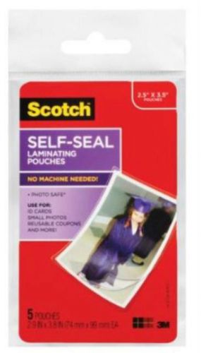 Scotch Self-Seal Laminating Pouches 2.5&#034; x 3.5&#034; ID&#039;s Small Photo 5/Pk-PL903G-NEW