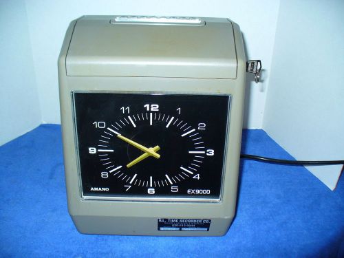 Amano EX-9000  Electronic Time Recorder - Card Punch/Stamp - Time Clock w/ Key