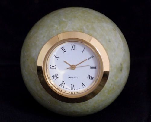 Serpentine Gemstone ball with office desk clock 50 MM 143 Gr