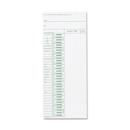 Acroprint ATT310 Weekly Time Cards - 200 Sheet(s) - White - 200 / Pack