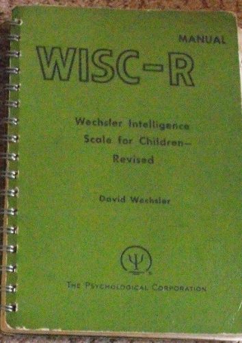 WISC-R used manual; 1 Record Form, 1 Research book
