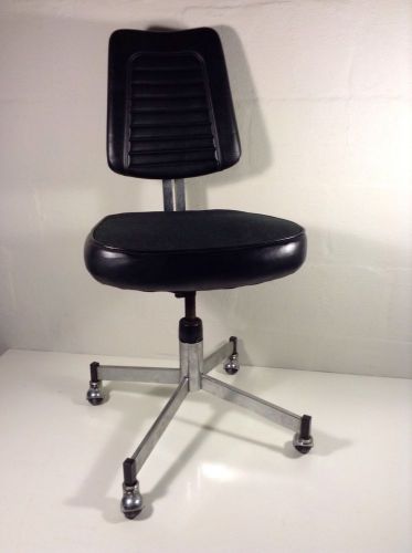 Nightingale Mid Century Swivel Tilt Back Black Leather Office Chair Vintage 60&#039;s