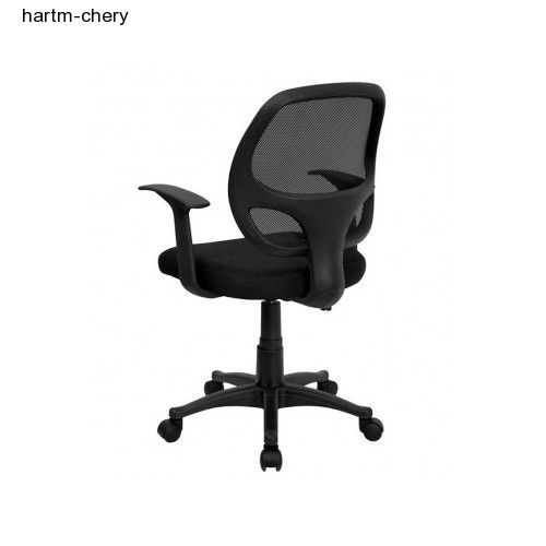 Ergonomic mid-back black mesh office computer chair adjustable swivel casters for sale