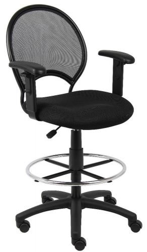 Mesh drafting stool chair design with open back with adjustable arms  b16216 for sale