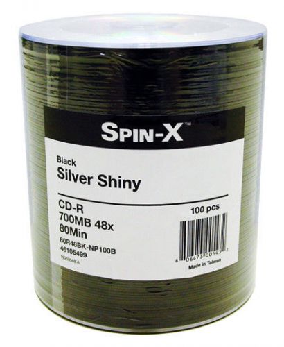 100-pack spin-x prodisc black color silver shiny blank recordable cd media disk for sale