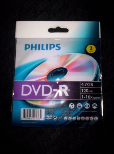 2 Pack Philips DVD-R 4.7GB  120Min 1-16x Speed