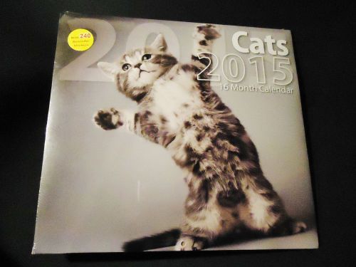 New CATS 2015 Wall Hanging 16 Month Calendar w/ 240 Reminder Stickers 12&#034; x 11&#034;
