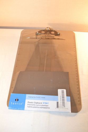 Sparco Transparent Plastic Clipboard, 9 x 12-1/2 Inches, Smoke - SPR01861