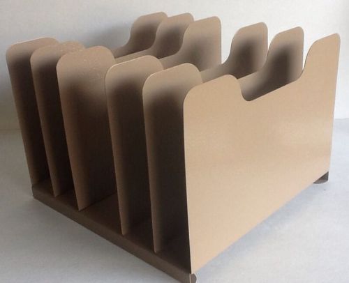 Vintage Metal Tan File Holder Paper Sorter Desk Organizer Buddy Products 5 Slots