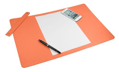 Lucrin - soft desk mat 19.7 x 13.4 inches - smooth cow leather - orange for sale
