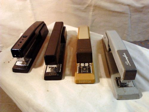 4 vintage office staplers bostitch b440 swingline 94-41 2 usa 32-00 black gray for sale