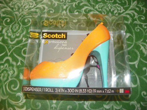 Scotch  Expressions Orange and Blue High Heel Shoe Designer Desktop Dispenser wi