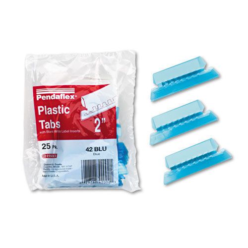 Hanging file folder tabs, 1/5 tab, two inch, blue tab/white insert, 25/pack for sale