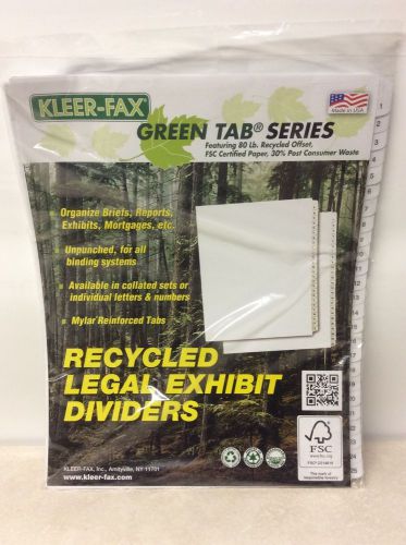 8 Packs - Kleer Fax Green Tab Series Legal Exhibit Dividers, 1-25, Un-punched
