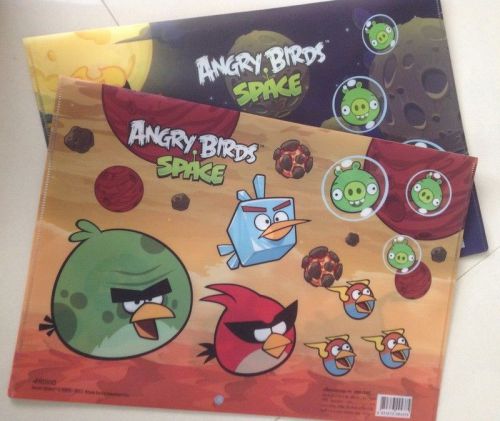 2 x New Angry Birds (ROVIO) Poly Orange and Blue Color File Folder Documents