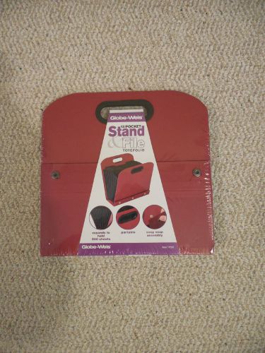 Globe-Weis 13 Pocket Stand &amp; File  - Easy Snap and 500 Sheets - Red