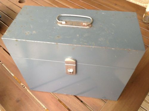 Vintage retro industrial gray metal file box eagle lock co. made in us~*no key*~ for sale