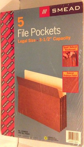 Smead 5 File Pockets New Legal Size 3 1/2&#034; Capacity Redrope finish