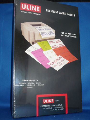 Uline White Laser Labels 4&#034; X 6&#034;  400 pack shipping / address labels