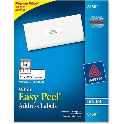 LOT OF 4 Avery Easy Peel Address Label - 1&#034; W x 2.62&#034; L - 750/Pk - White